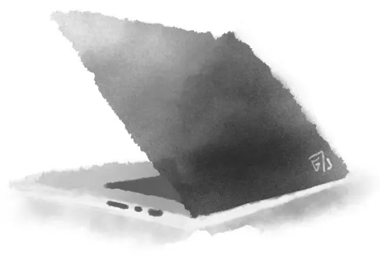 Watercolor drawing of a laptop